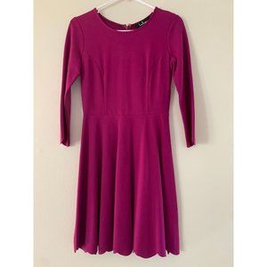Lulu's Scallop Magenta 3/4 Sleeve Dress Small